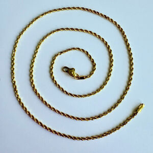 14K Solid Yellow Gold Rope Chain 1.5mm Wide IBB Hallmarked Necklace 20"